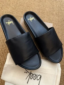 NWB Beek Anthropologie Pelican Black Leather Platform Flatform Sandals Slides 10 - Picture 1 of 5