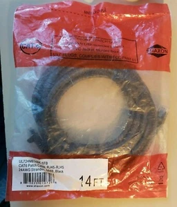 Shaxon UL724M814BK-1FB RJ45 to RJ45 Category 6 Patch Cord - Black, 14 Feet - Picture 1 of 2
