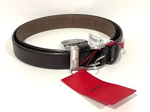 Cinturón HUGO HUGO BOSS Para Hombre Marrón Oscuro Marca C Cuero de Vaca Hebilla Cuadrada Nuevo con Etiquetas - Imagen 1 de 5