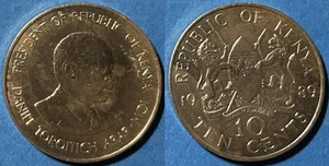 Kenya 1989 10 Cents Pres. Moi KM-18 Nickel brass aUNC #8 - US Seller - Picture 1 of 1
