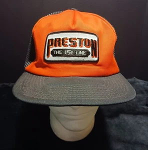 Vintage Preston 151 Line Patch Hat Spell Out Logo Mesh Snapback Trucker Cap - Picture 1 of 7