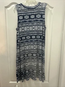 Vestido Time And Tru Sin Mangas Azul Estampado Talla XL - Imagen 1 de 4