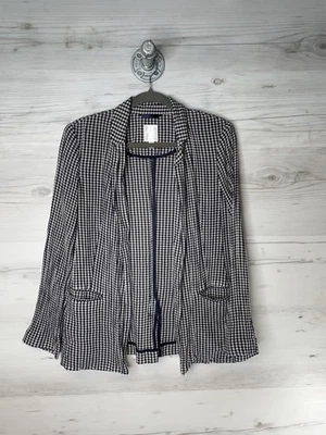 Blazer Lauren Conrad Mujer Mediano Azul Marino Blanco Guinga Frente Abierto Ligero Foto 1 de 4