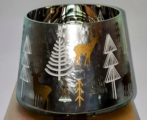 Yankee Candle White Gold Flickering Glass Shade For Med/LG Jar Candles  - Picture 1 of 7