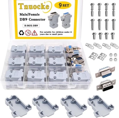 TNUOCKE 18Pack DB9 Connector Adapter Kit, 9 Pin D-SUB Male/Female Solder Cup Connectors