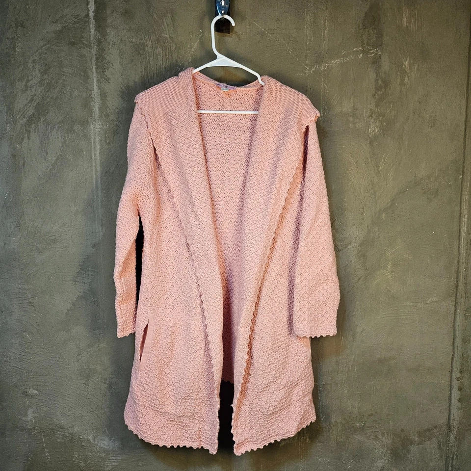 April Cornell Rosa Crochet Grueso Cárdigan con Capucha Chal Cuello Suéter XXL 2X Foto 1 de 4