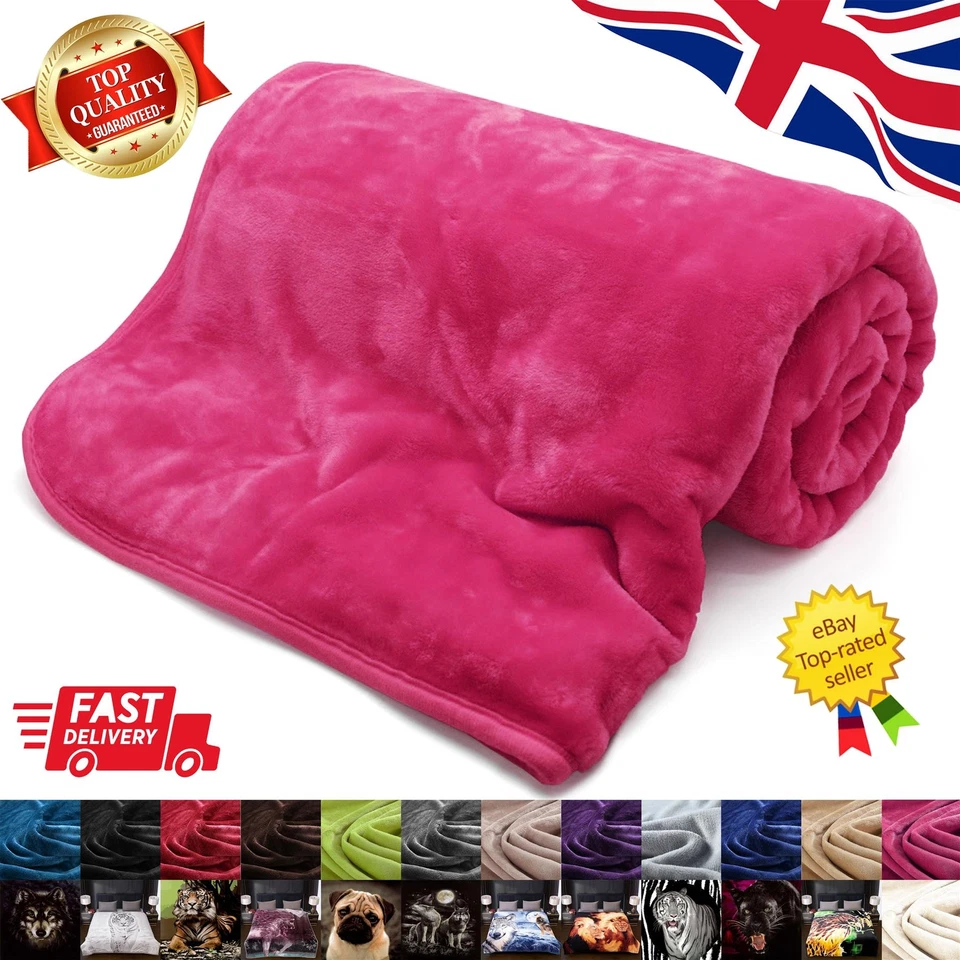 LUXURY FAUX FUR BLANKET BED THROW SOFA SOFT WARM FLEECE THROW SINGLE DOUBLE KING - Image 1 of 1