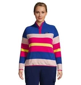 Nuevo Lands End JERSEY 1x Vellón RAYAS AUDACES Mujer Rosa Azul Chaqueta Otoño - Imagen 1 de 5