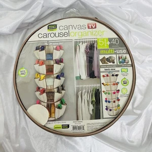 Smart Works Carousel Canvas Closet Organizer 40 Pockets 5 Shelves Spins 360 - Picture 1 of 7