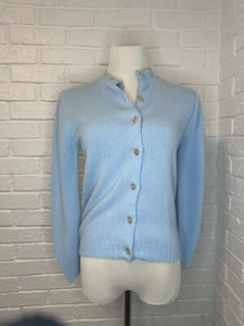 Vintage 1950s Orlon Acrylic Baby Blue Cardigan Sweater-XS - Picture 1 of 7
