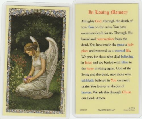*Holy Card-(Laminated)-" Memorial Prayer...In Loving Memory"  {L7-S3}