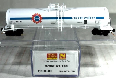 MICRO-TRAINS LINE N 56' GENERAL SERVICE TANK CAR OZONE WATERS 11000400 - Image 1 of 3