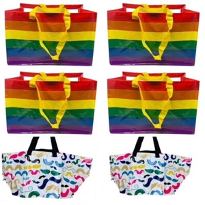 6 Pack IKEA Bag Rainbow & Mustache Storage Laundry 19 Gallon Storstomma Bags New - Picture 1 of 5