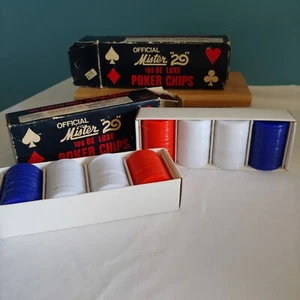 Vintage Official "Mister 29" Plastic Red White and Blue 200 Poker Chips Orleans - Picture 1 of 18