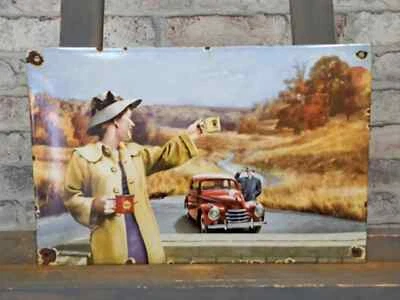 SHELL Enamel Sign 15x9.8" (38x25cm) Nice Retro Vintage Porcelain Wall Decoration - Image 1 of 4