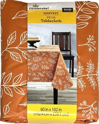 Celebrate Harvest PEVA Tablecloth (Linework Leaves, 60x102) - Image 1 of 4