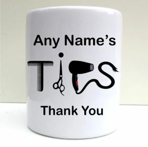 PERSONALISED HAIRDRESSING TOOLS HAIRDRYER SCISSORS COMB TIP JAR POT MONEY BOX - Picture 1 of 4