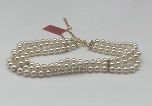 Vintage Necklace Pearl Triple Strand around the neck Choker Perlas de Mallorka - Picture 1 of 14