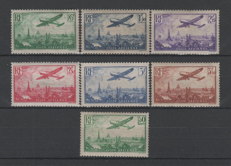 Francia Stamp - Boletos 8/14" Avión Sobrevolando Paris 7 Sellos "Nuevos Xx - Imagen 1 de 1