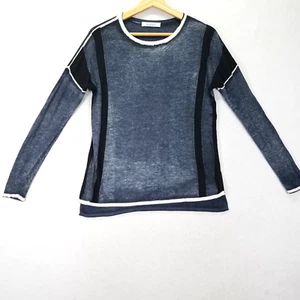 Kokun Overdye Stripe Step Bamboo Cashmere Sweater Women Size S Gray Long Sleeve - Picture 1 of 8