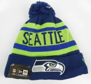 SEATTLE SEAHAWKS NFL FOOTBALL NEW ERA CUFFED POM KNIT BEANIE WINTER CAP HAT NWT! - Picture 1 of 4
