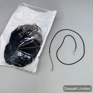 100pcs 1.5mm Black Wax Leather Cord Necklace 20” 45cm Chain Lobster Clasp DIY - Picture 1 of 3