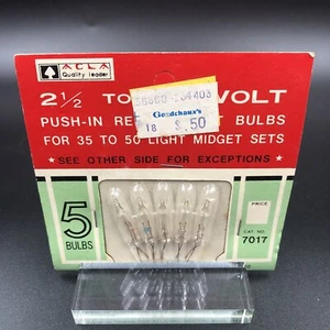 Vtg ACLA Push-In Replacement Bulbs for 35 To 50 Light Sets 3 Volt 5 Bulbs #7017 - Picture 1 of 2