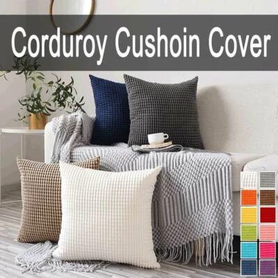 Corduroy Cushion Cover Velvet Decorative Plush Lounge Pillow Case - 16 Colors - image 1 of 4