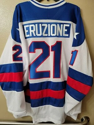 1980 MIKE ERUZIONE Olympic USA MIRACLE Hockey K1 Jersey New WHITE Any Size RARE - Image 1 of 2