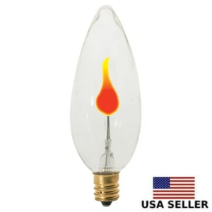 FLAME ON 120V Candelabra E12 Base 3W Watt Flicker Flame Light Bulb Clear - Picture 1 of 2