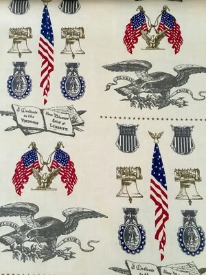 ONE NATION United We Stand - Cotton fabric on Beige background fm Santee Print - Image 1 of 4