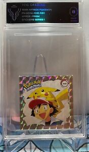 1999 Pokemon Artbox Stickers Series 1 #PR03 Pikachu and Ash Graded TCG 8 NM-Mint