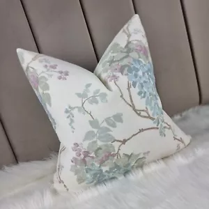 18" x 18" Laura Ashley Wisteria Fabric Handmade Cushion Cover Duck Egg Floral - Picture 1 of 8