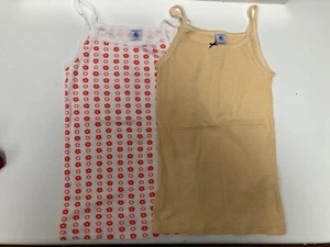 set of 2 PETIT BATEAU Girl's Organic Cotton Vest Top, size 12/ 146-152 - Picture 1 of 6