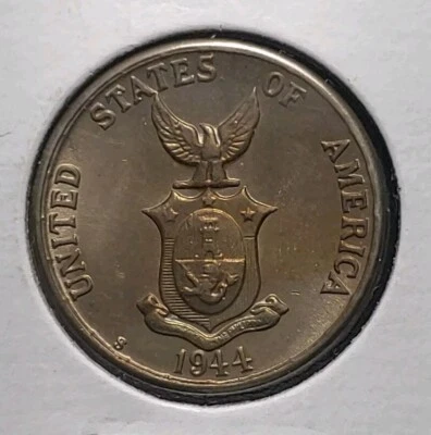 1944S Philippines 5 Five Centavos UNC BU San Francisco - Image 1 of 2