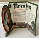 Vintage FIRESTONE Dealers Fold Out Advertising Brochure DIE-CUT TIRE Red & Black