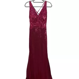 NWT Hebeos Pink Sequin Floor Length Sleeveless Gown Prom Dress - Picture 1 of 12