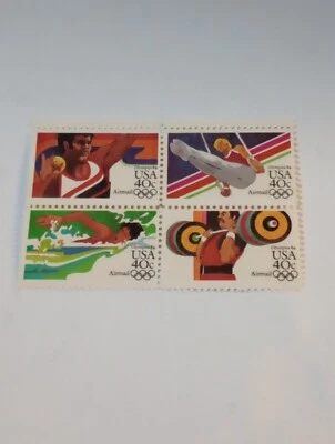 40 CENT MINT NH OG OLYMPICS AIRMAIL STAMP BLOCK FV 1.60 CV 7.25 - Image 1 of 2