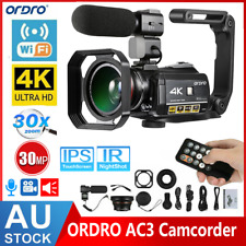 ORDRO AC3 4K WiFi Digital Camera 30MP 30X IR Night Vision Touchscreen 2xBattery