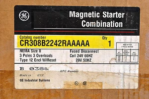 Interruptor de seguridad fusionado GE CR308B2242RAAA combinación tamaño 0 arranque 30A-600V - Imagen 1 de 11