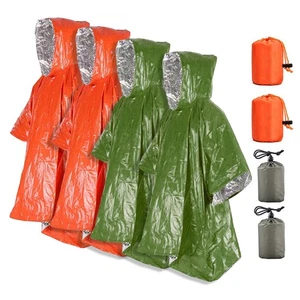 Must Have Outdoor Essential 4PCS Survival Rain Ponchos Thermal Blanket - Picture 1 of 3