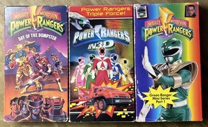 Vintage Mighty Morphin Power Rangers Slipsleeve VHS Lot 3 Videos - FREE SHIPPING - Picture 1 of 8