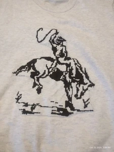 Rodeo Cowboy Bronco Print Sweater Womens Large - Picture 1 of 2