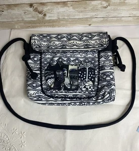 Laurel Burch Cat Crossbody Purse Bag Fabric Magnetic Soft Preowned Unused - Picture 1 of 10
