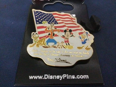 Disney Patriotic Retired pin 2002 thank America Flag Mickey Pluto Donald Goofy + - Image 1 of 3