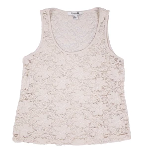 Forever 21 Lace Tank Top Sleeveless Scoop Neck Large Ivory Romantic Floral - Picture 1 of 7