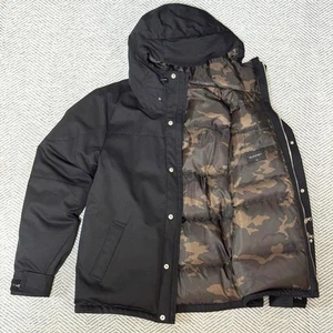 SOPHNET Down Jacket Black M Camouflage Lining Used Slim Fit - Picture 1 of 7