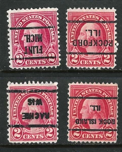 Invertido Precancelaciones WIS ILL MICH 2 Céntimos Regular 1922-30 EE. UU. 61B32 - Imagen 1 de 3