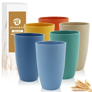 Wheat Straw Cups 20 OZ Set of 6, Unbreakable Drinking Cups Reusable, Alternat... - Picture 1 of 7