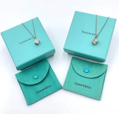 Auth Tiffany & Co. Atlas Cube Necklace SV925 5.7g/5.4g Set2 W/Box BA100750 - Image 1 of 4
